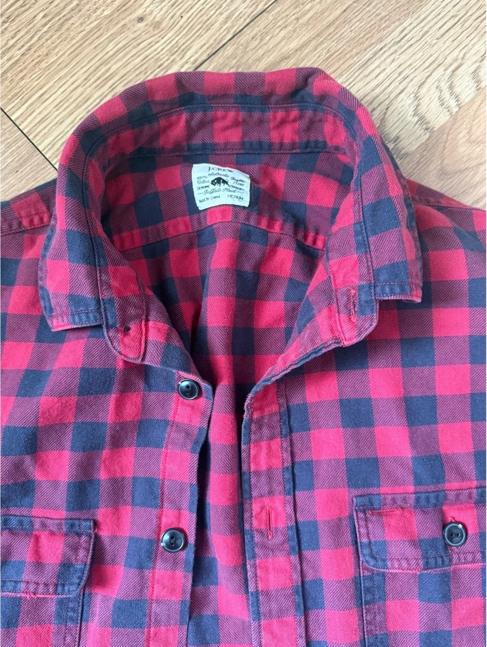 J.Crew Medium Red and Black Buffalo Plaid Cotton Shirt